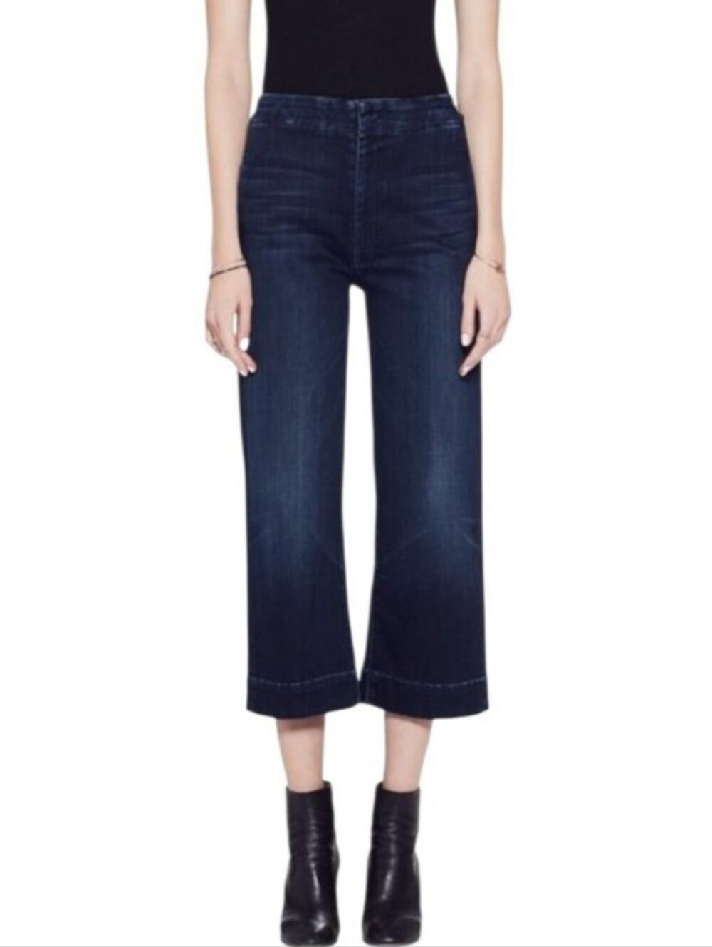 MOTHER Wide-Leg Jeans Size 28 The Zipper Cinch Greaser Dark Denim High Rise Crop